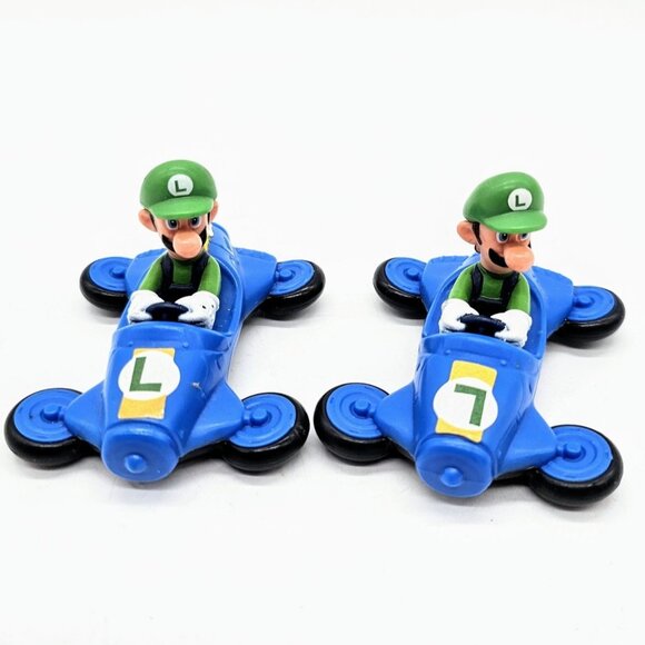 Vintage McDonald's Happy Meals Toy Luigi In Car Pair Nintendo Cake Topper - Picture 1 of 6